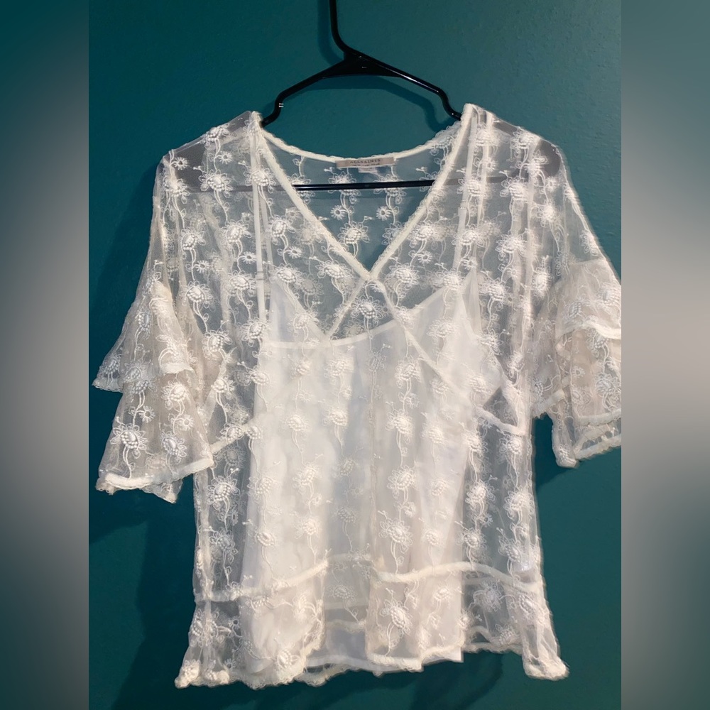 All Saints White Lace short sleeve
